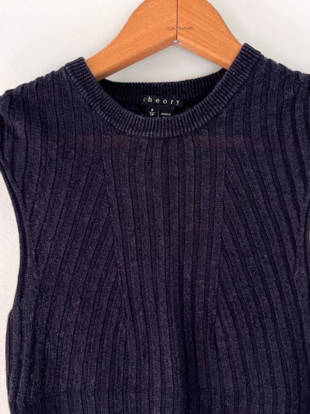 Theory Linen Blend Ribbed Tank - Picture 2 of 7